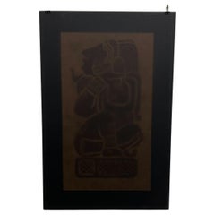 Aufwändiges schwarzes Vintage-Fotoplakat im Maya-Revival-Stil