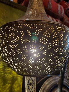 Intricate Moroccan Copper Ceiling Lamp or Lantern, Pear Shape