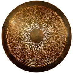 Intricate Moroccan Copper Wall Sconce, Large Circular