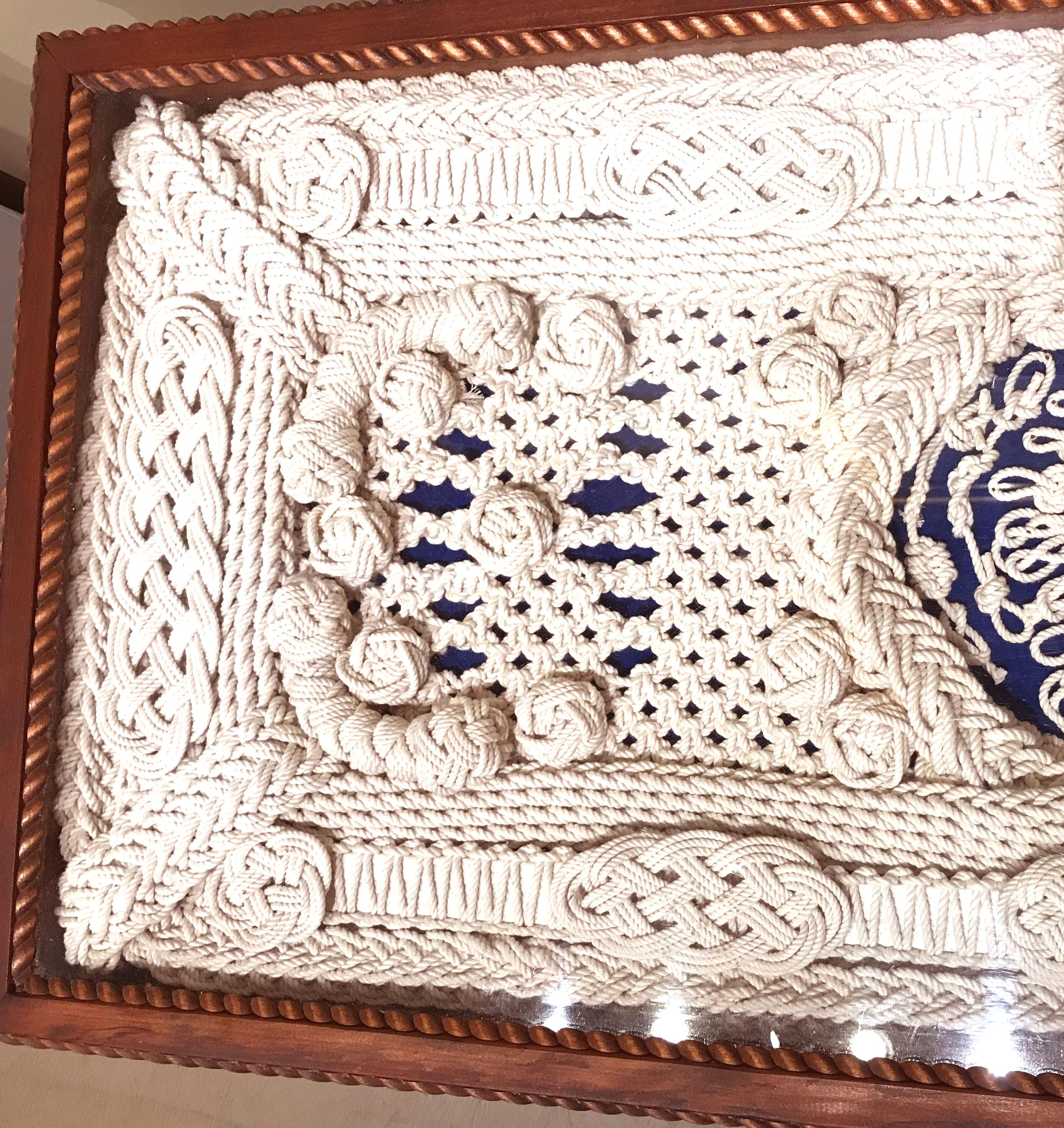 Hand-Crafted Intricate Rope Work Nautical Coffee Table in the Style of Clifford M. Ashley