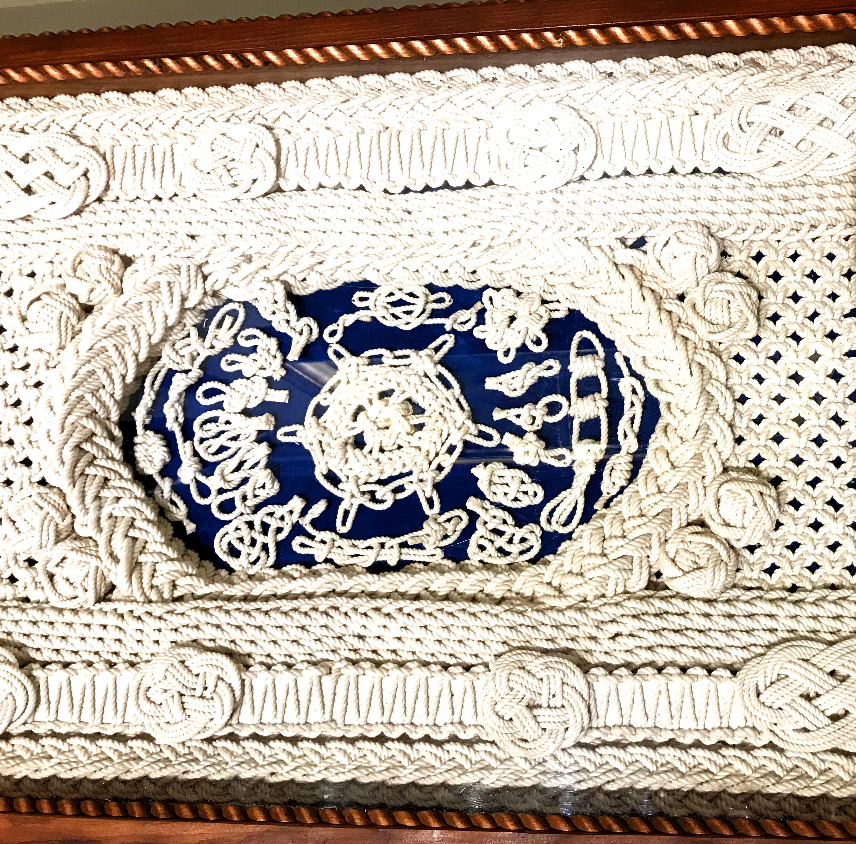 Intricate Rope Work Nautical Coffee Table in the Style of Clifford M. Ashley In Good Condition In Milford, NH