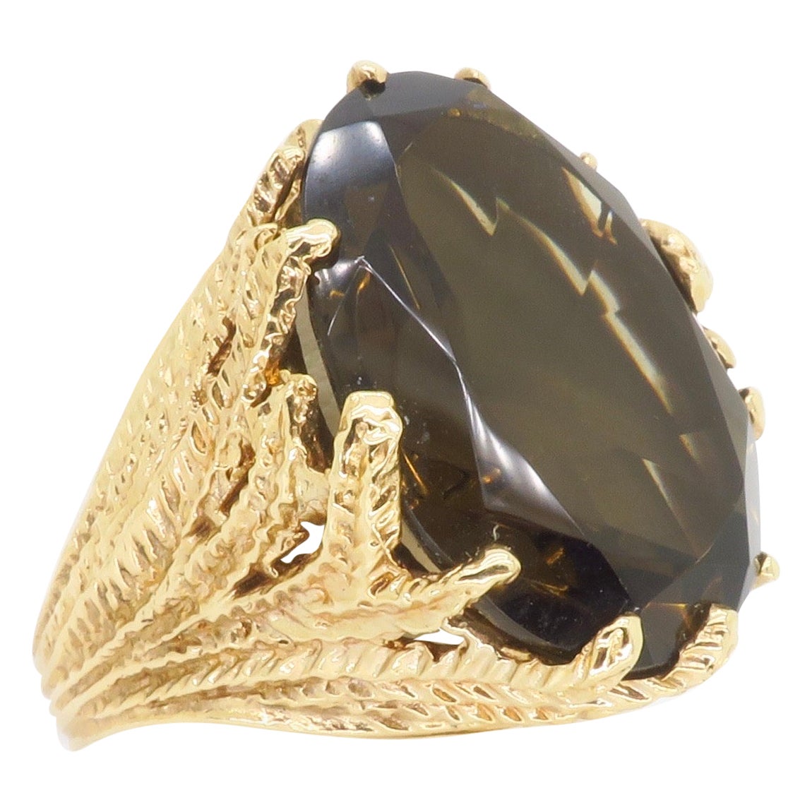 Aufwendiger Rauchquarz-Ring