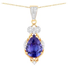 Collier pendentif complexe en or 14 carats serti de 2,2 carats de diamants