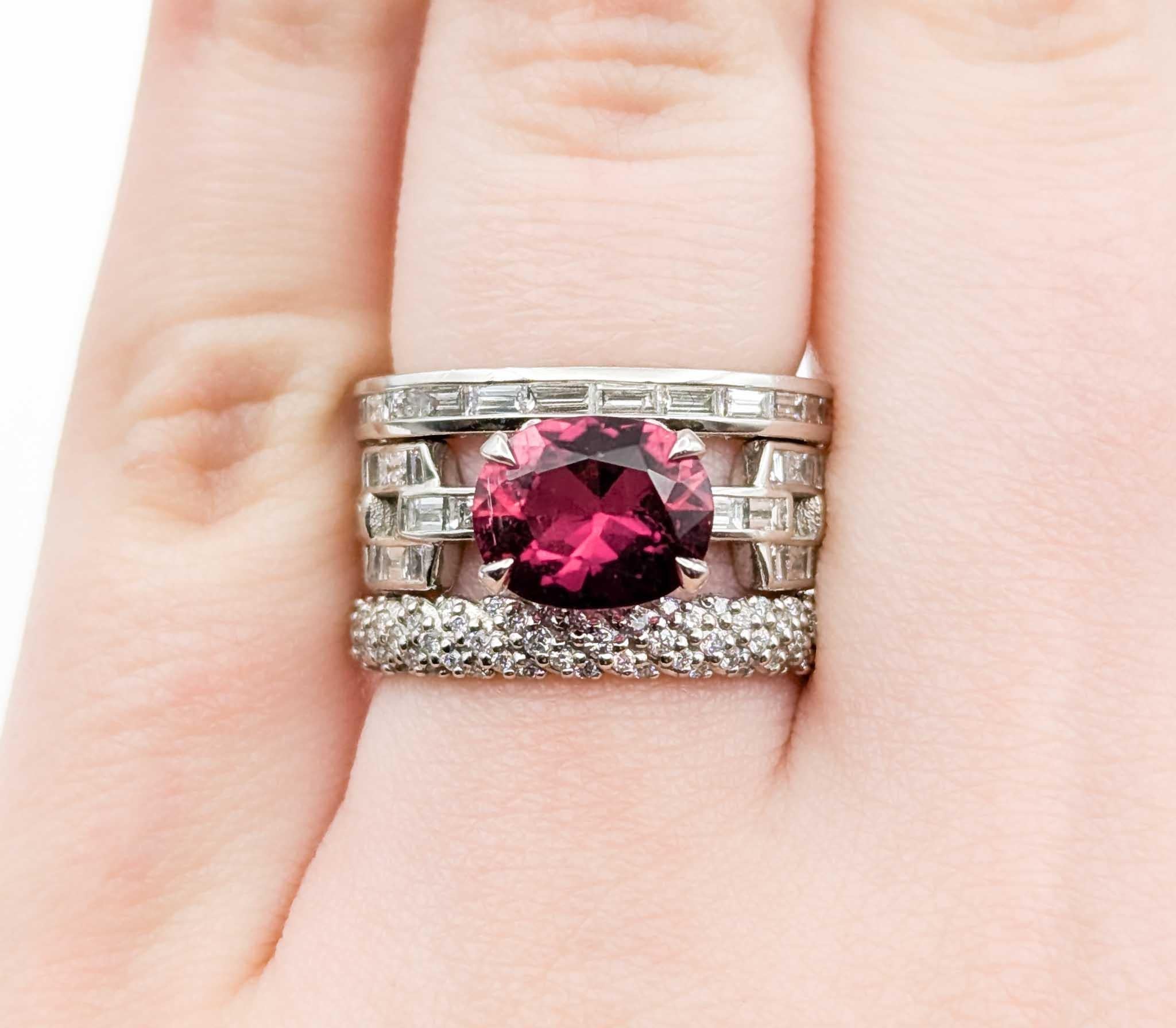 Intricate Tourmaline & Diamond Ring in Platinum In Excellent Condition For Sale In Bloomington, MN
