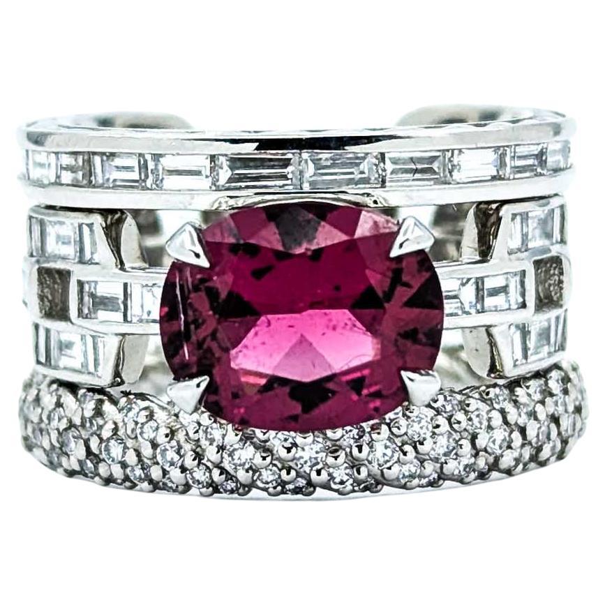 Intricate Tourmaline & Diamond Ring in Platinum