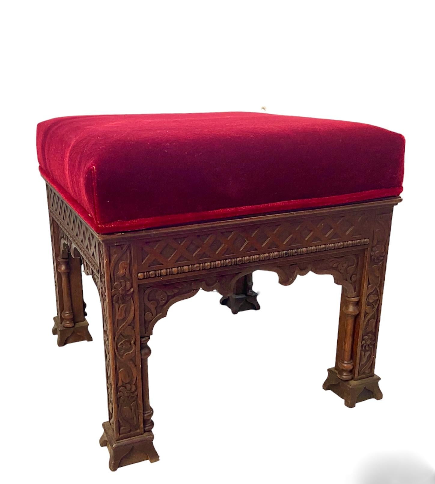 intricate Victorian, Arts and Crafts Moorish Style Stool, possibly Liberty For Sale 5