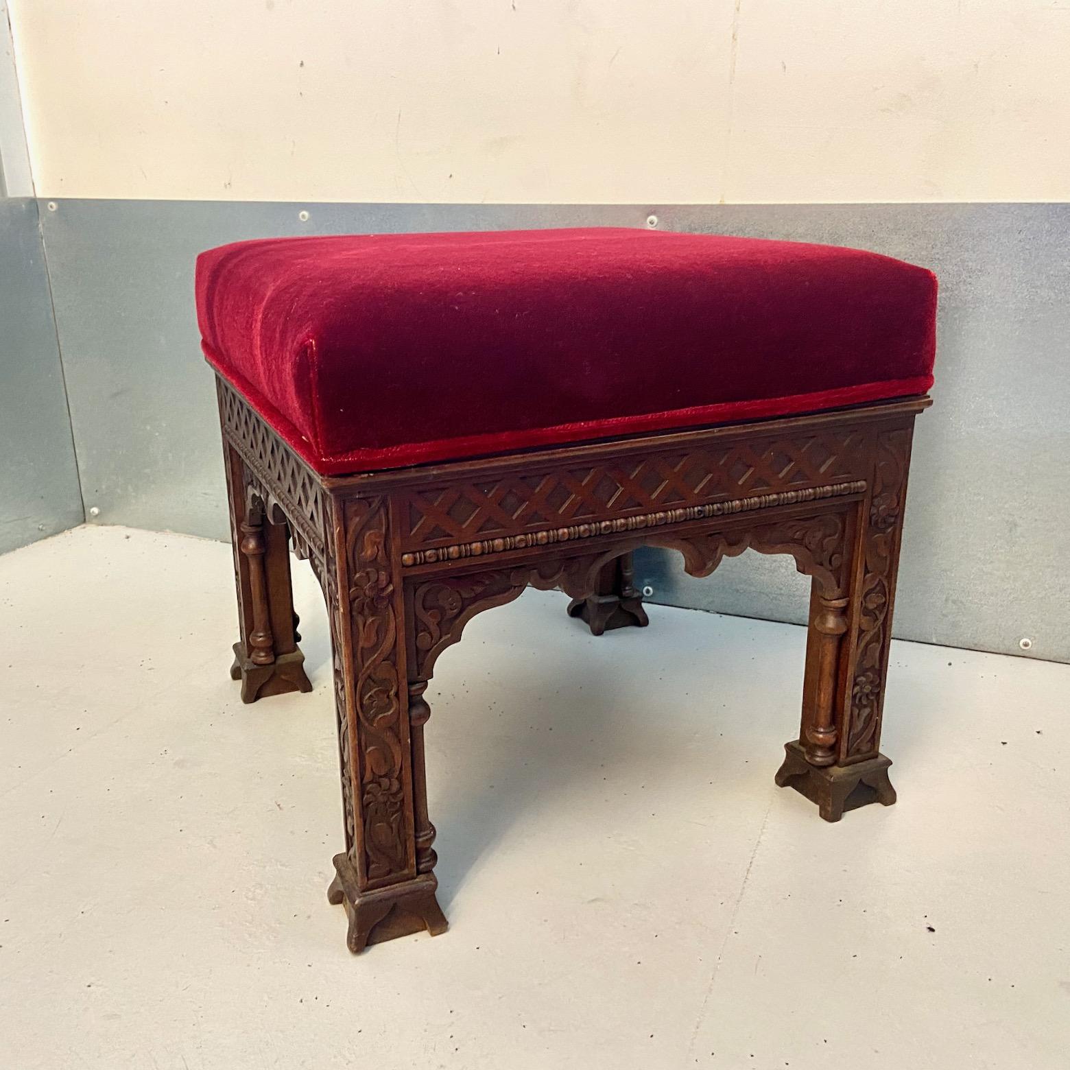 intricate victorian, arts and crafts moorish style stool, possibly Liberty For Sale 5