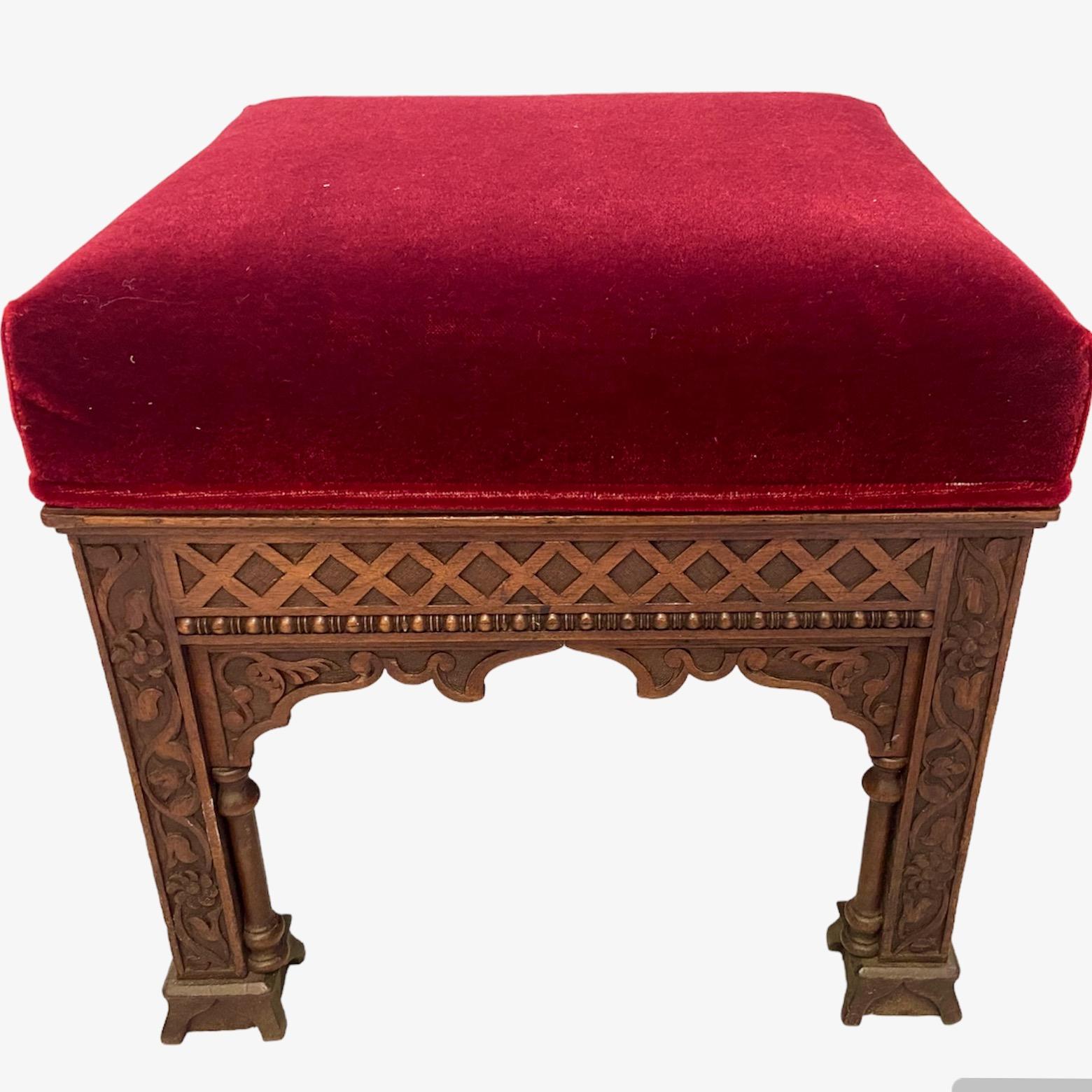 intricate victorian, arts and crafts moorish style stool, possibly Liberty In Good Condition For Sale In London, GB