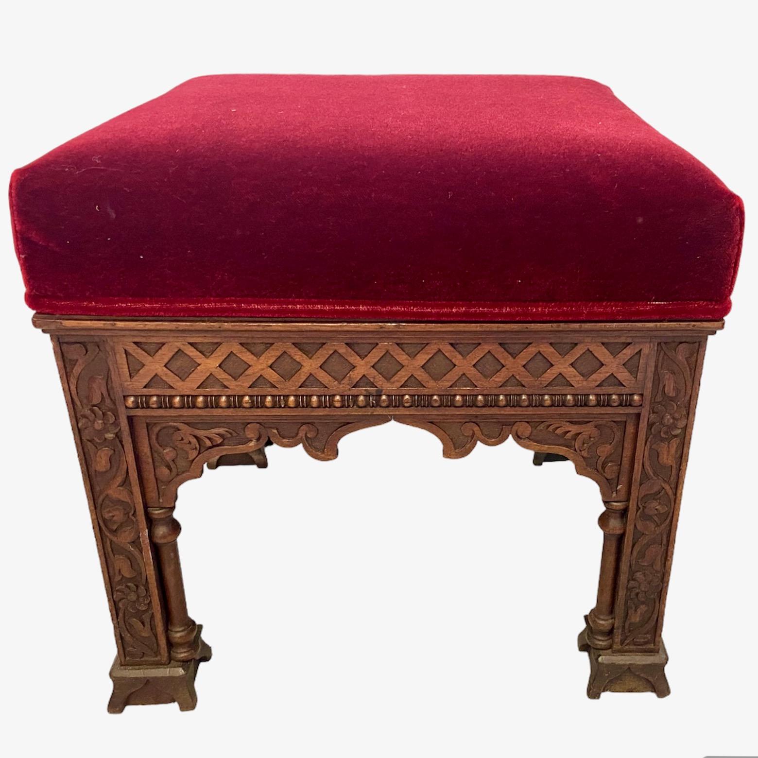 intricate victorian, arts and crafts moorish style stool, possibly Liberty For Sale 2