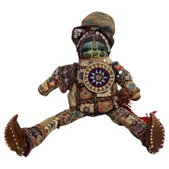 Aufwändige, handgefertigte, perlenbesetzte indische Puppe Marionette, Volkskunst Mexiko