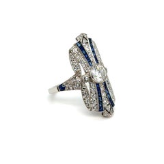 Intricate Vintage Platinum Diamond and Sapphire Art Deco Engagement Ring 2.50ct