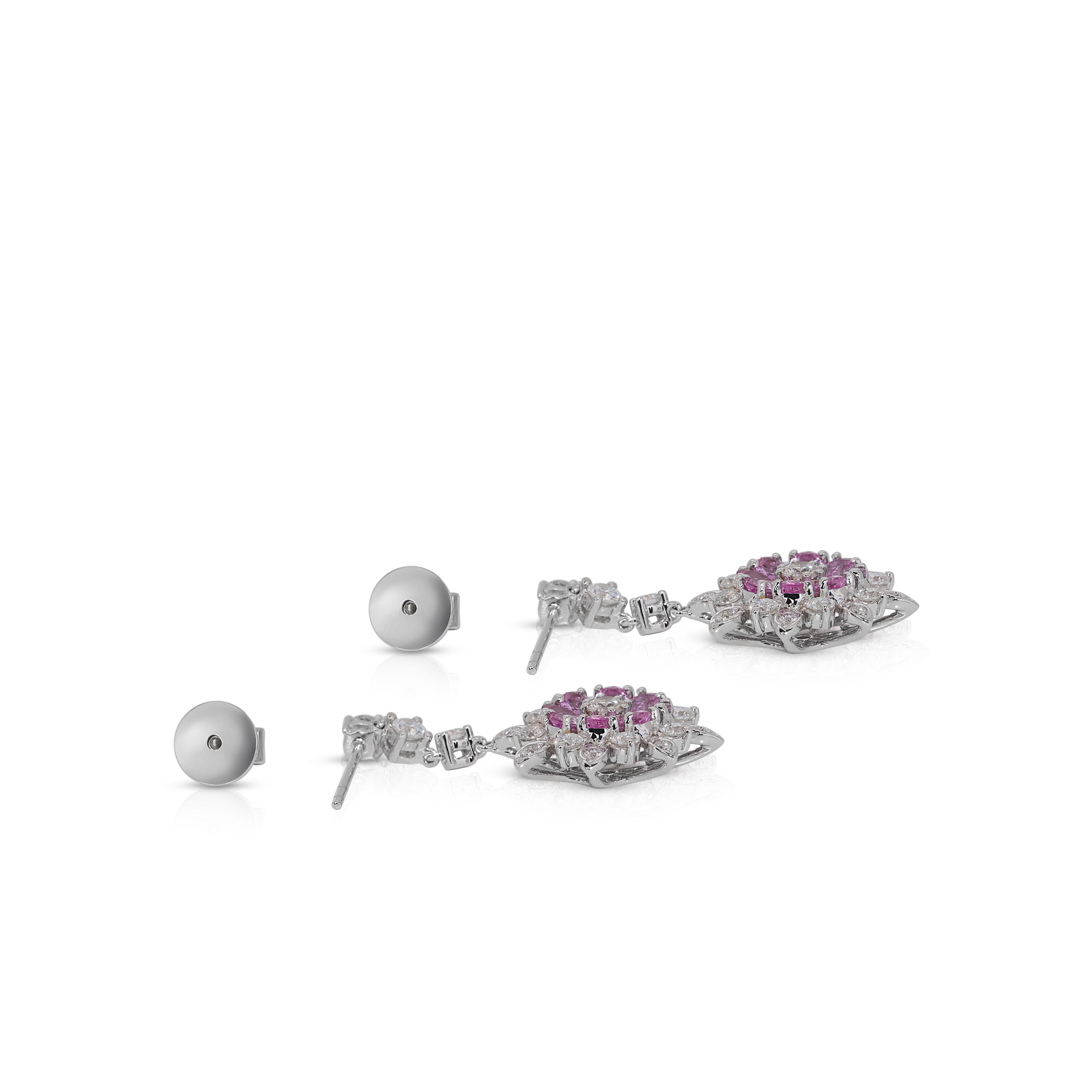 Intricate White Gold Diamond Earrings For Sale 2