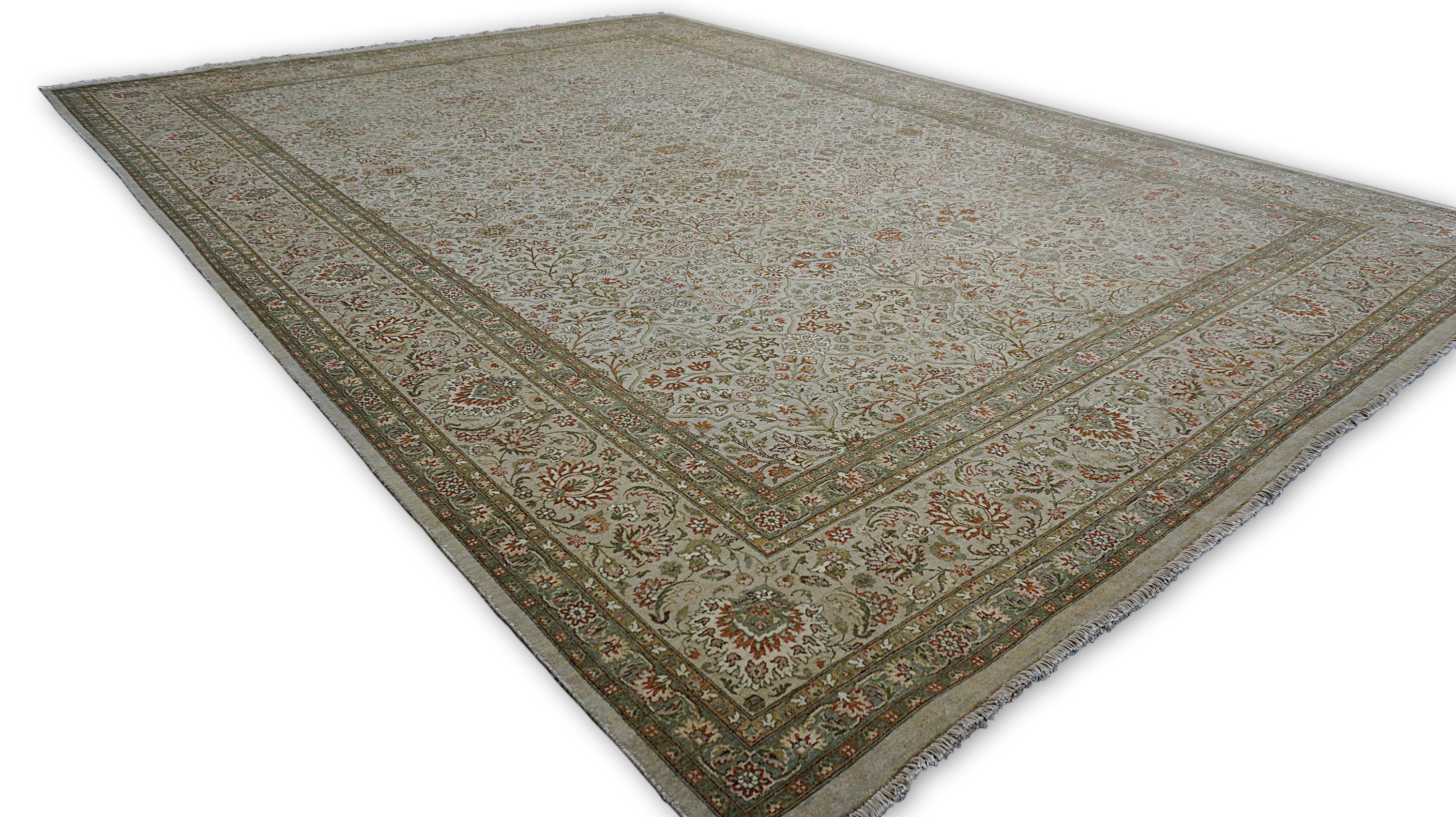 Pakistanais Ziegler Sultanabad à motif complexe vert  Tapis de laine 10'x14' en vente