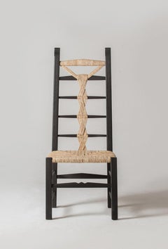 Intricately Carved and Handwoven Fireside "Lia Chair" by Chiara Andreatti