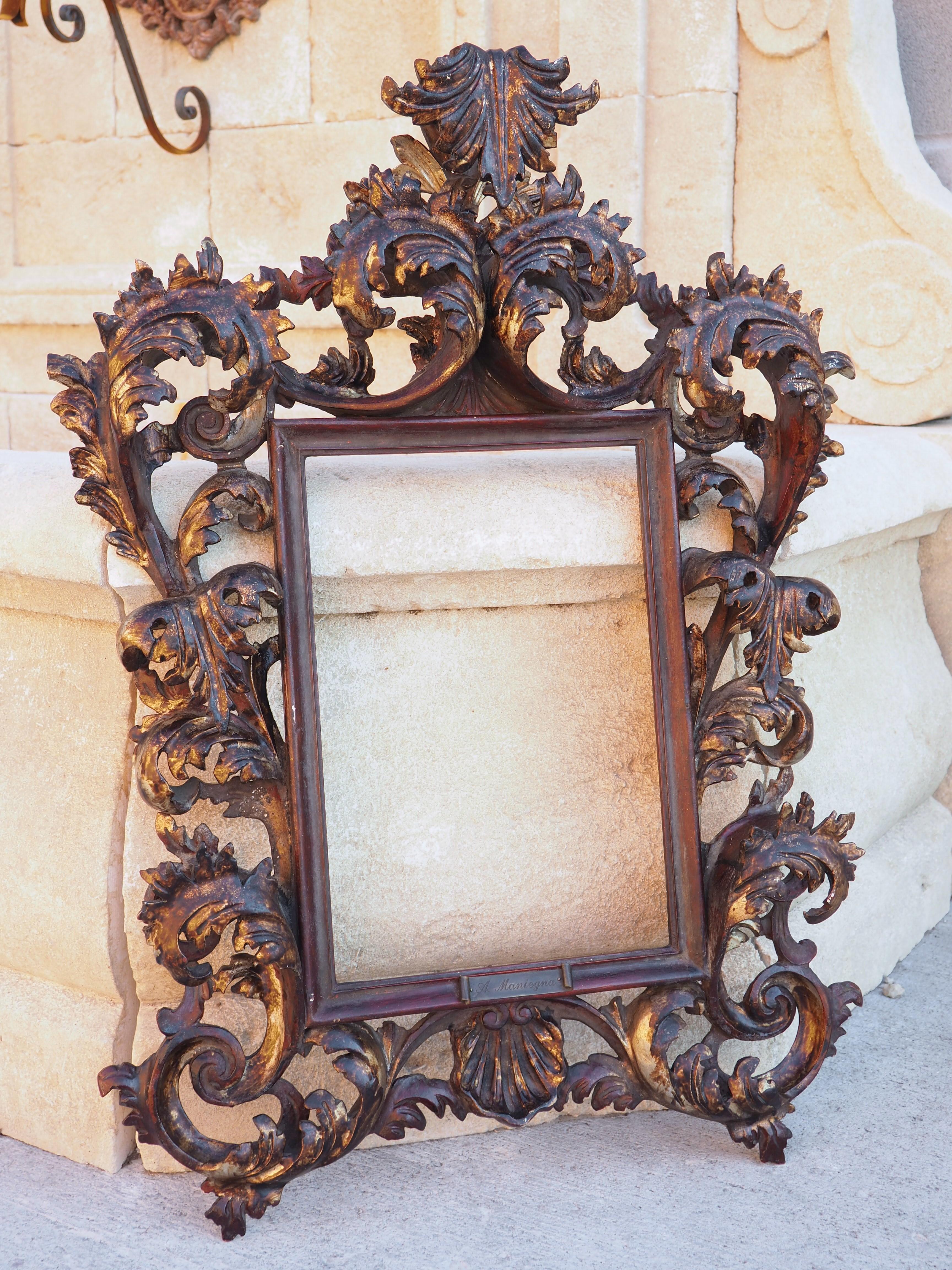Intricately Carved and Polychrome Florentine Frame, 19th Century 7