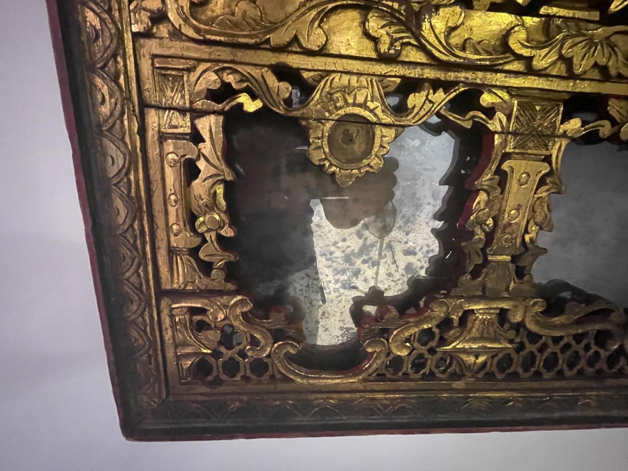 Intricately Carved Gilded Qing Dynasty Chinese Mirror 9