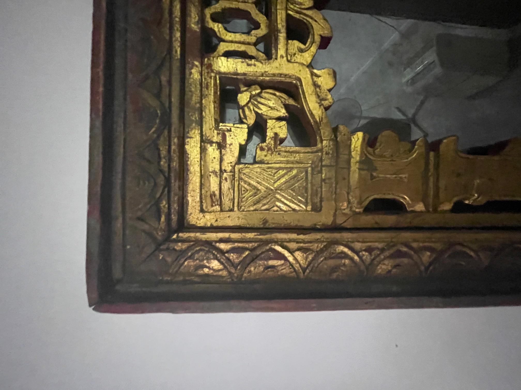 Intricately Carved Gilded Qing Dynasty Chinese Mirror 3