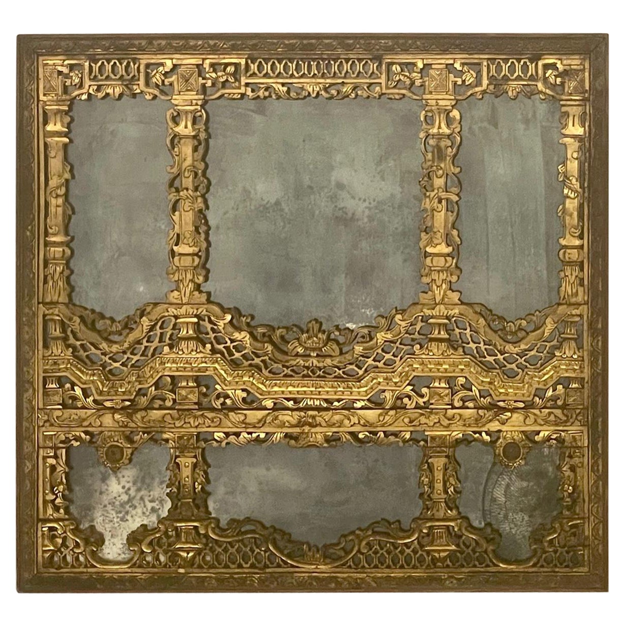 Intricately Carved Gilded Qing Dynasty Chinese Mirror