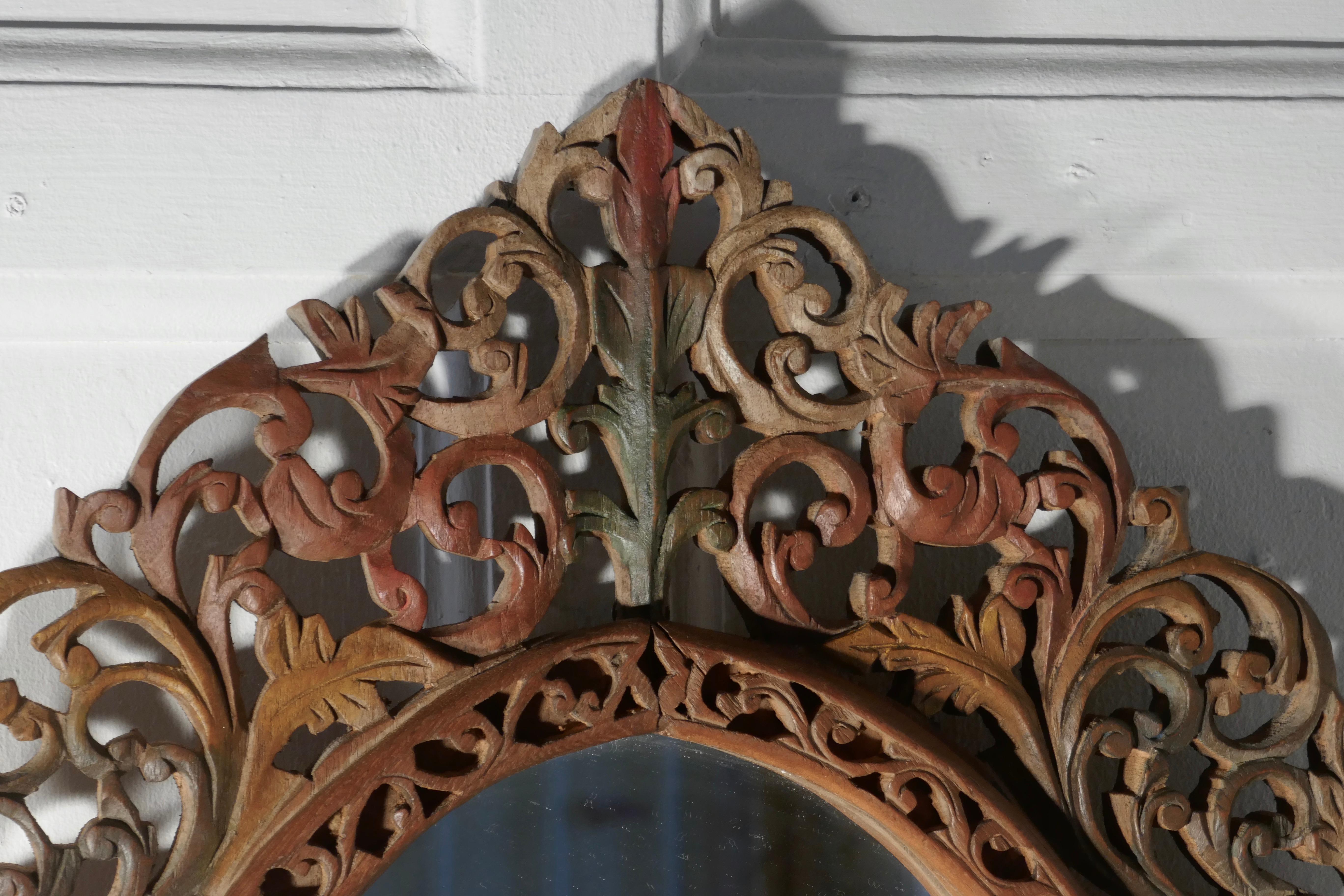 Intricately Carved Islamic Oval Mirror In Good Condition For Sale In Chillerton, Isle of Wight