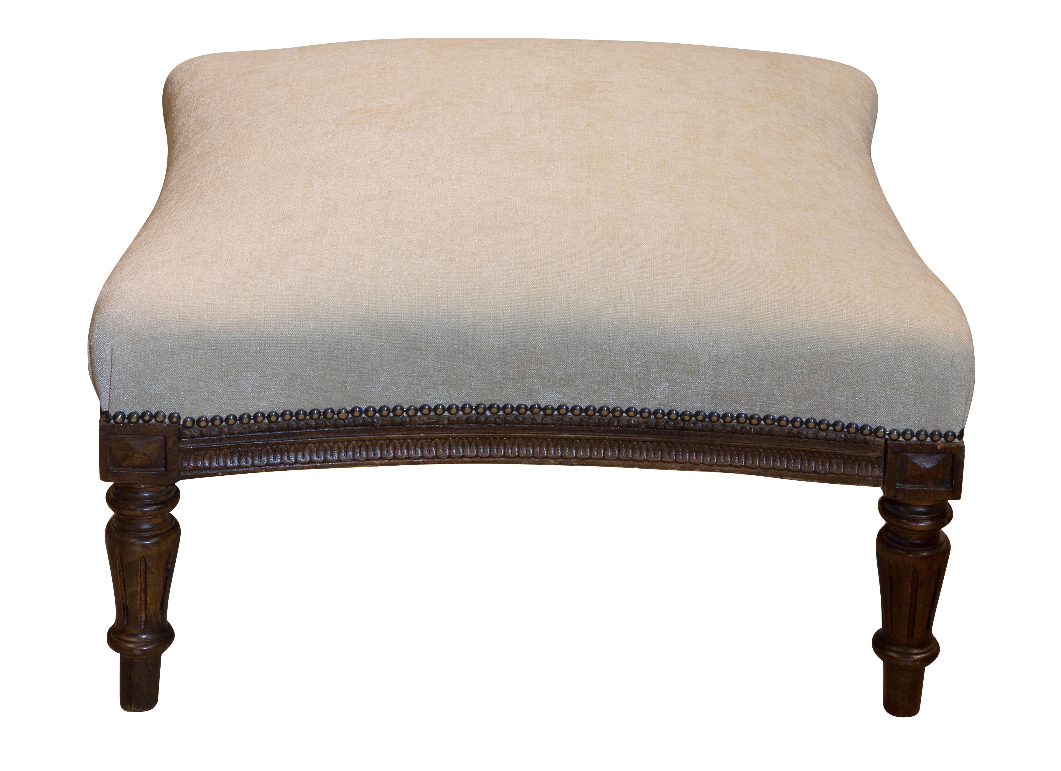 Intricately carved late 19th century large French footstool or ottoman. (newly upholstered).