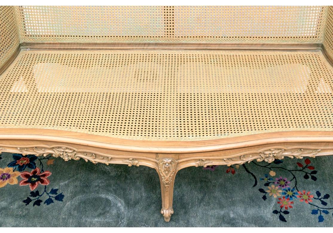 Tessuto Tavolozza in stile Louis Cane intricatamente intagliata con cuscino personalizzato in vendita