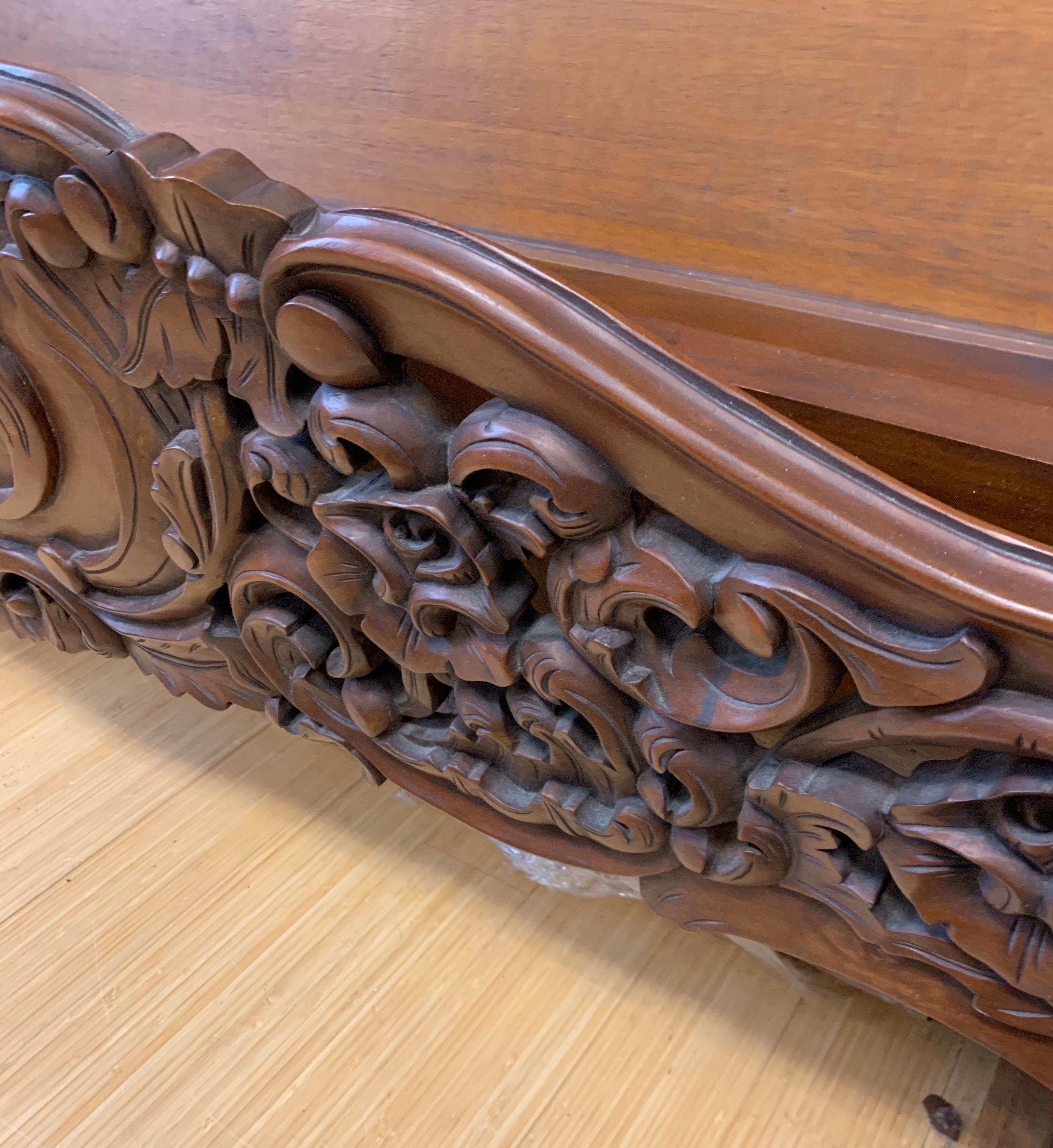 French Rococo Carved Mahogany Queen Bed Headboard 7