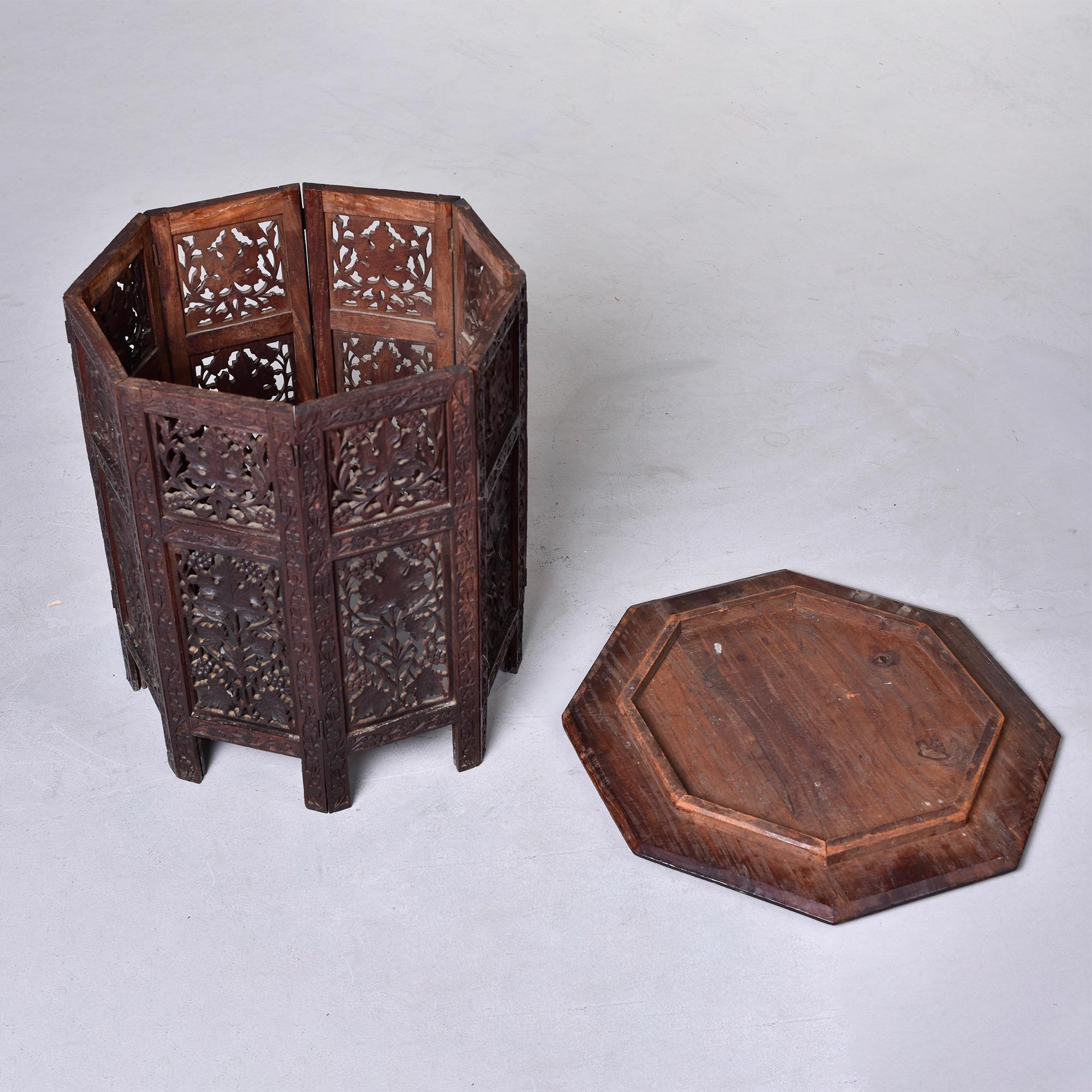 Intricately Carved Teak Moorish Side Table 2