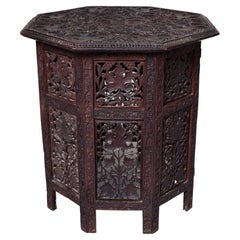 Intricately Carved Teak Moorish Side Table