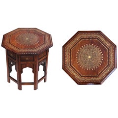 Antique Intricately Designed Anglo-Indian Brass and Copper Octagonal Traveling Table