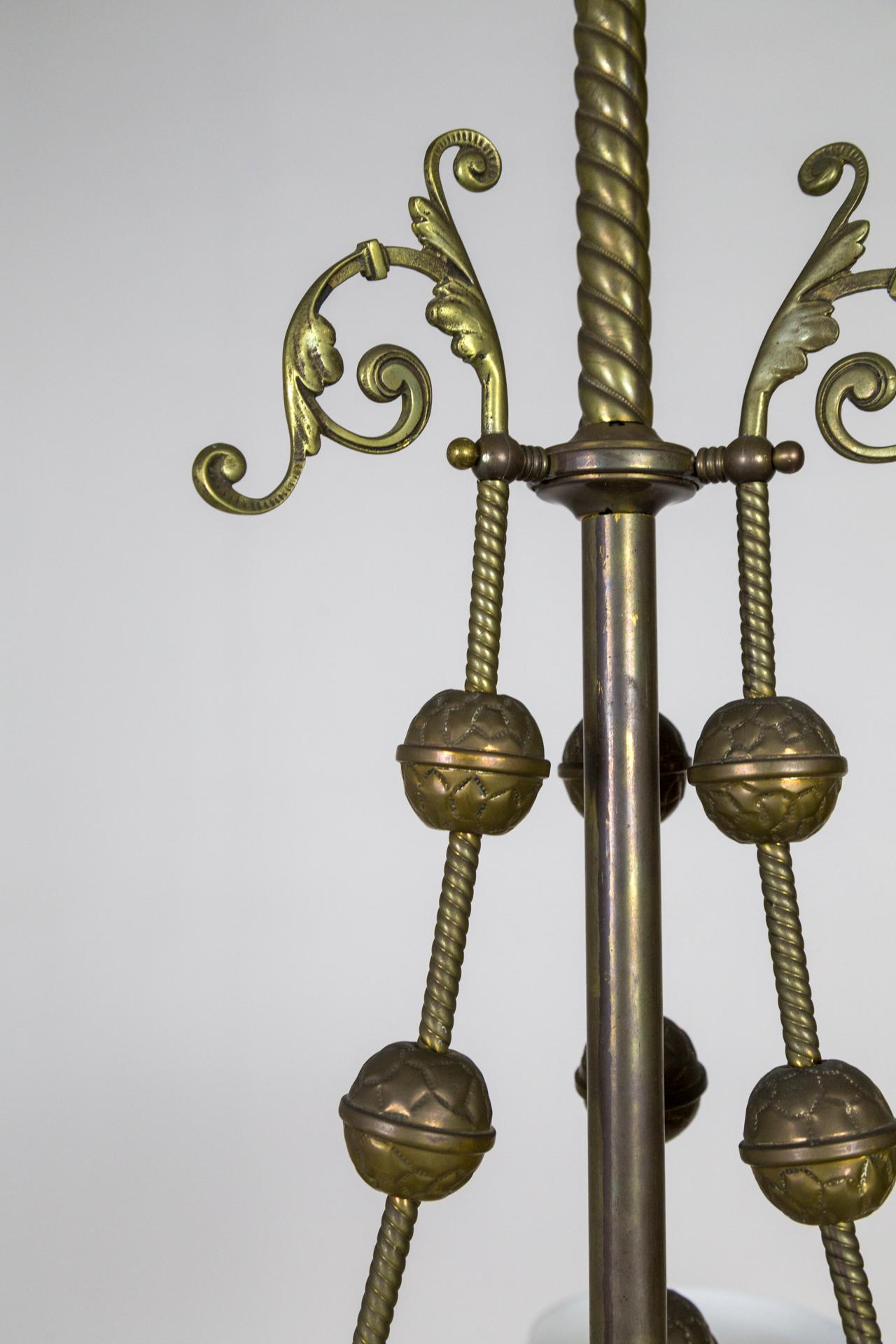 Intricately Detailed Late Victorian Gas 3-Light Chandelier '2 available' 2