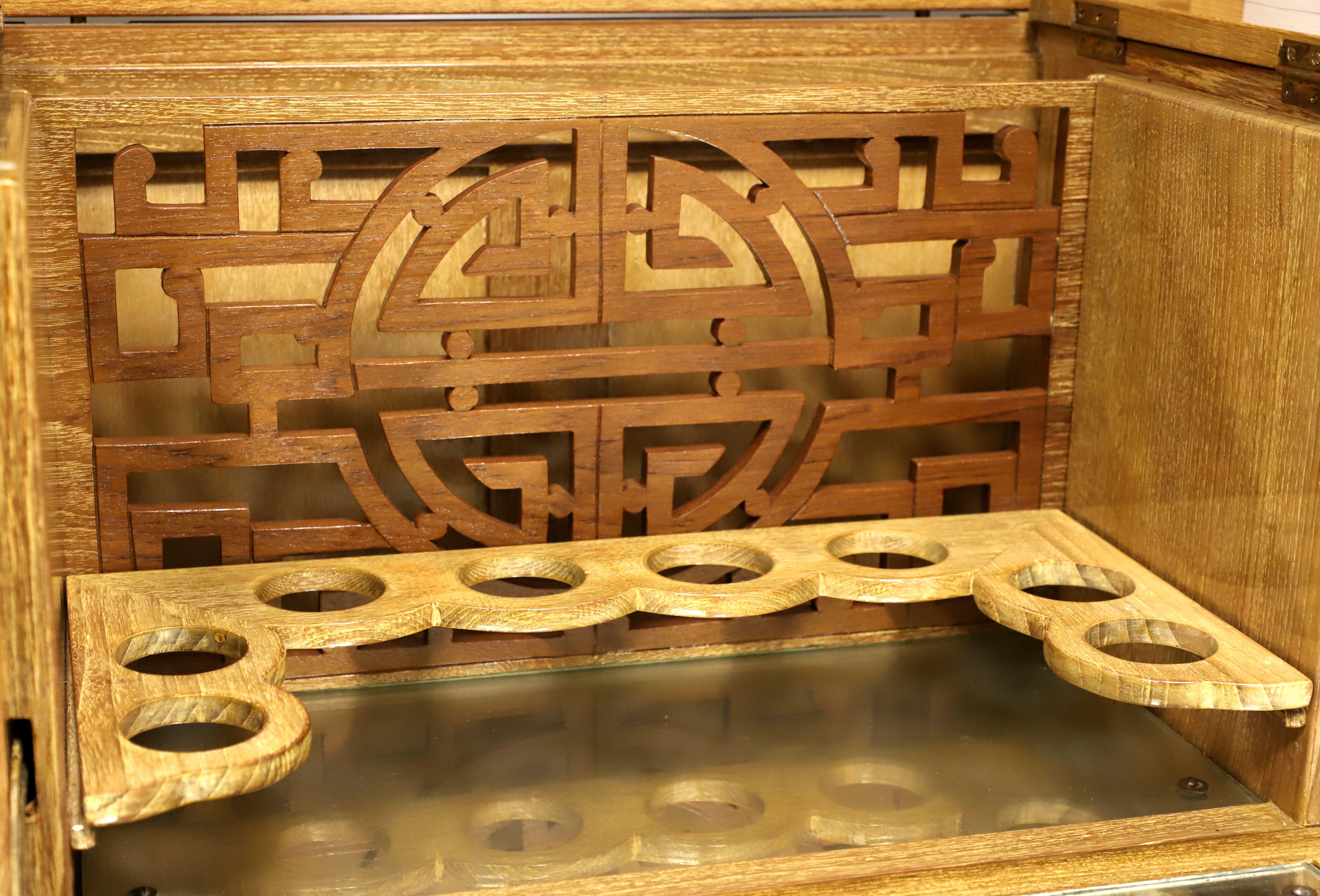 Intricately Hand Carved 1960's Teak Asian Chinese Bar Cabinet 3