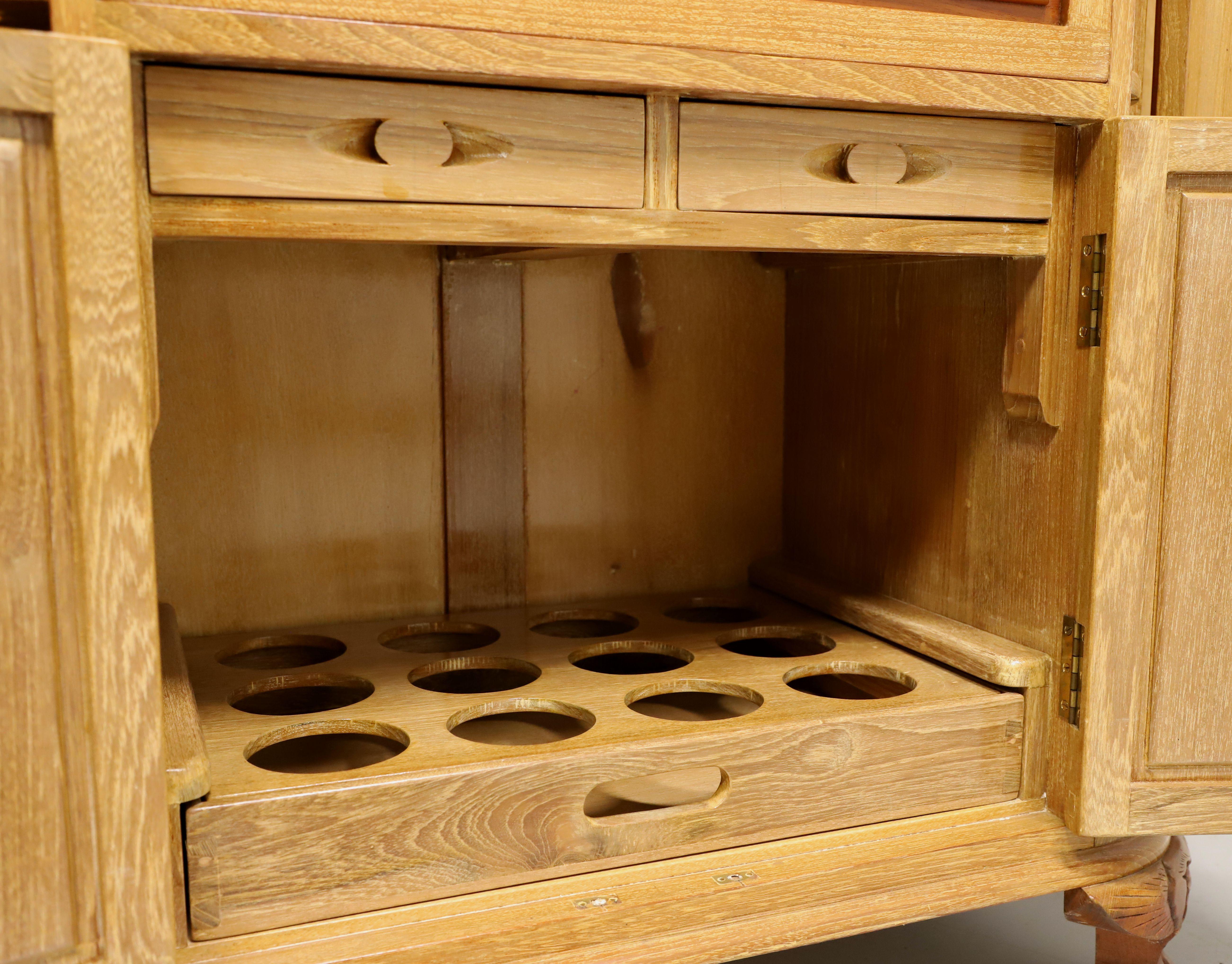 Intricately Hand Carved 1960's Teak Asian Chinese Bar Cabinet 4