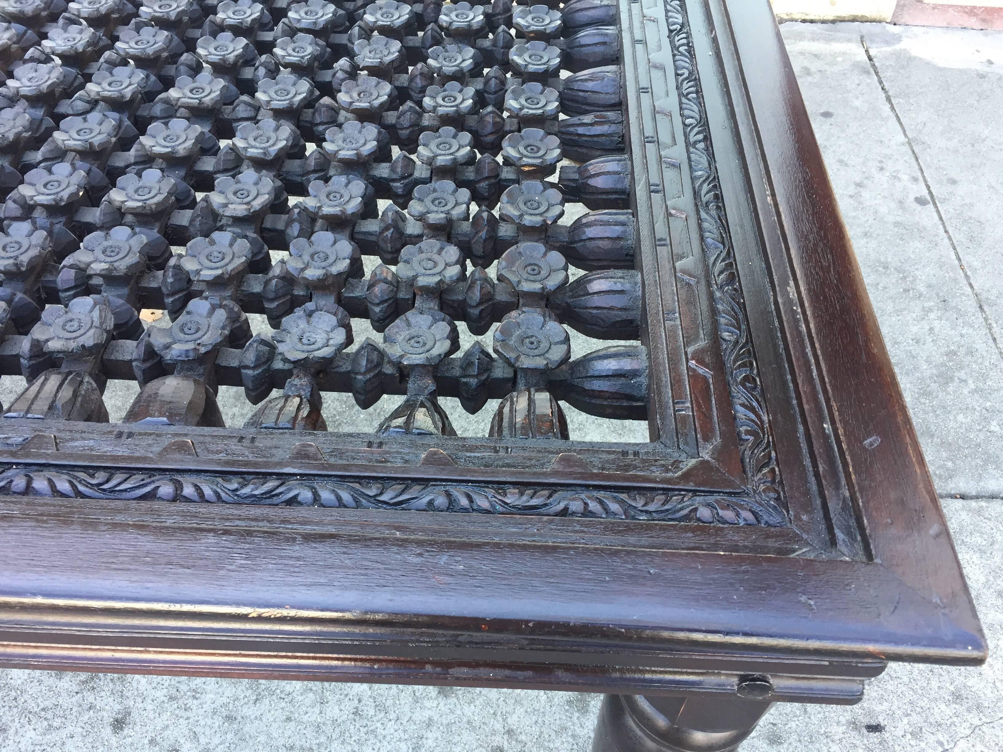 Anglo Raj Hand-Carved Anglo-Indian Style Square Dining Table