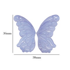 Intricately Hand Carved Natural Blue Chalcedony Butterfly Wings Loose Gemstones