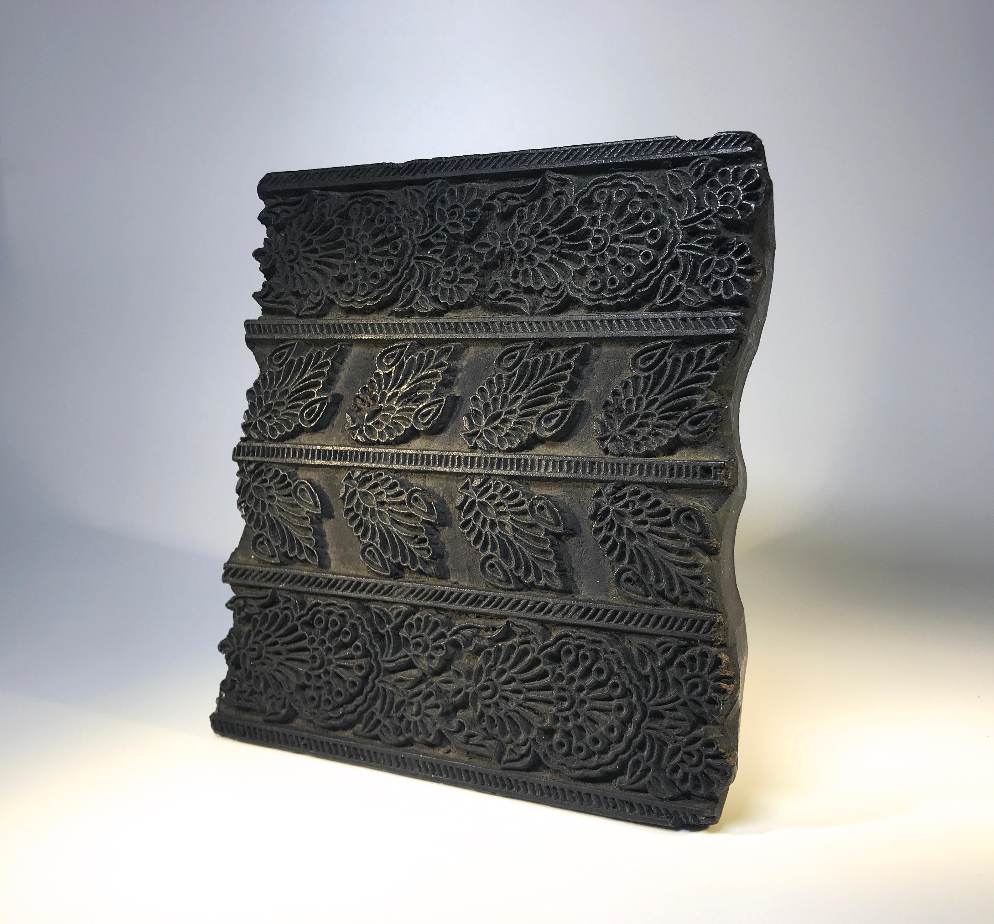 Splendid intricately hand carved large heavyweight wooden square printing block from Asia
Traditionally used for hand held block printing ink or dye to textiles and paper
Fully functional or purely decorative,
circa 1970s
Measures: Height 6