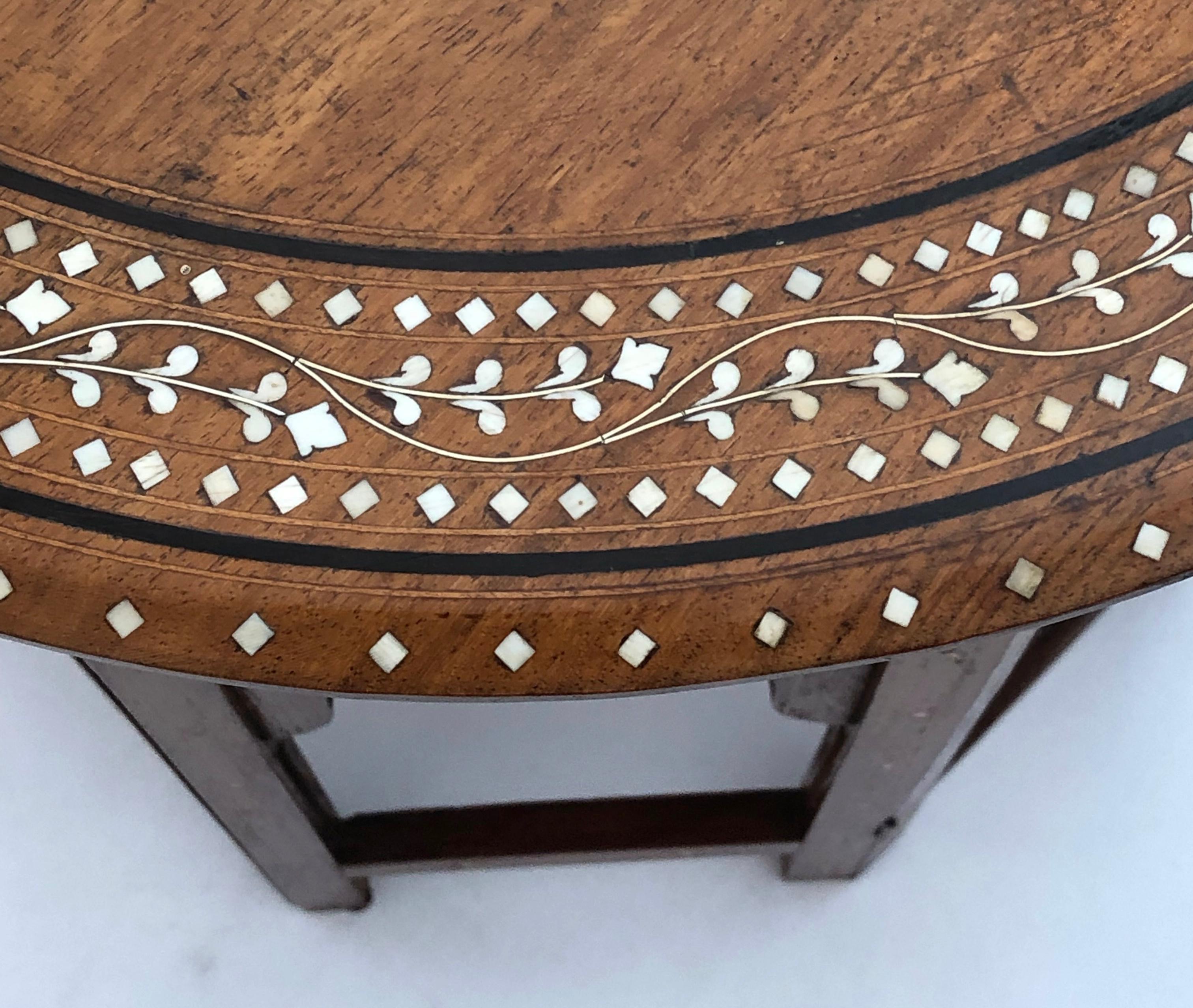 Intricately Inlaid Anglo Indian Circular Traveling Table 1