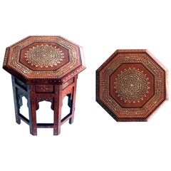 Intricately Inlaid Anglo Indian Octagonal Side-Tea Table with Brass Inlay