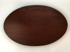 Intricately Inlaid English Victorian Marquetry Oval Tray with Brass Handles