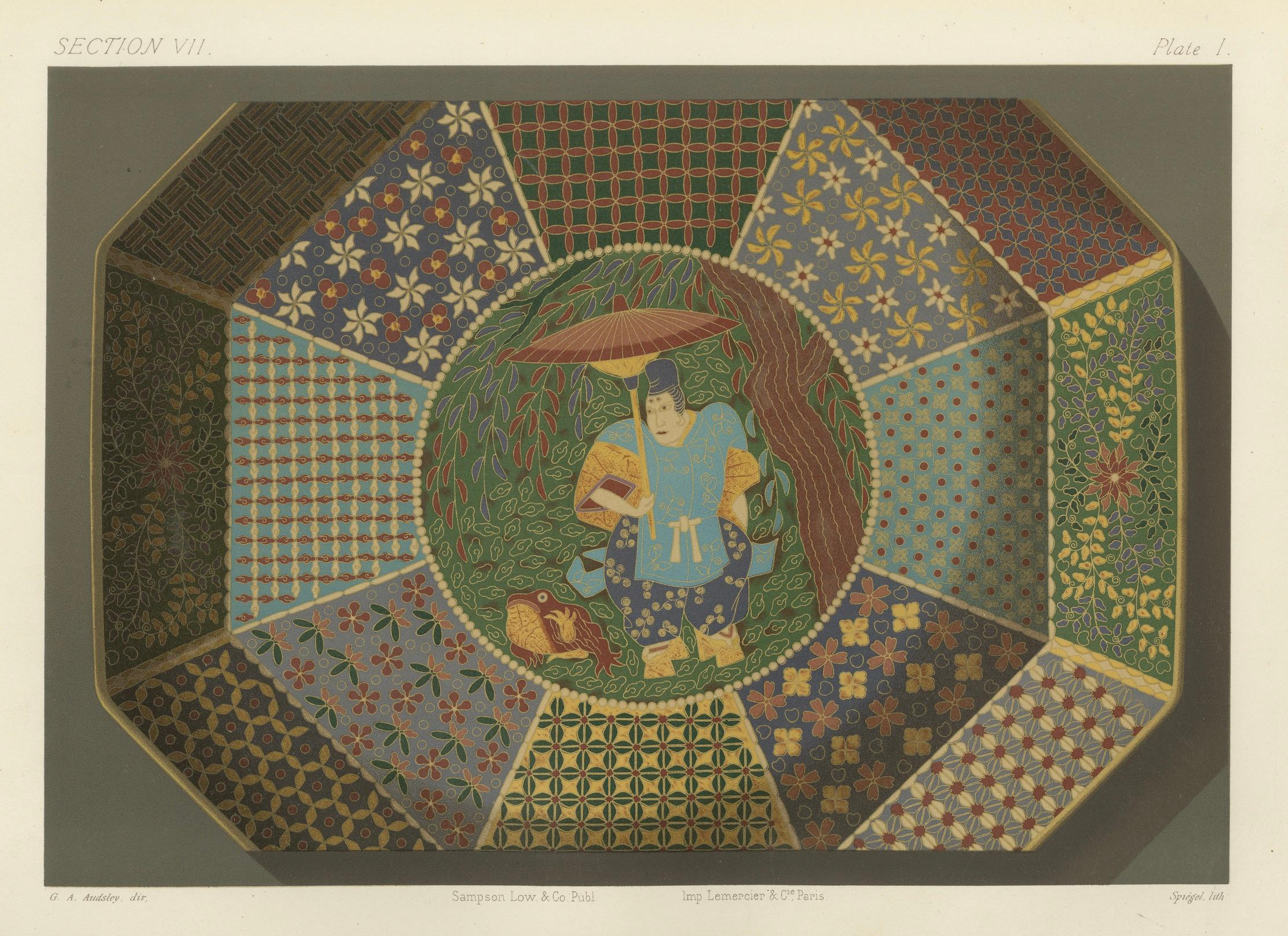 Papier Assiette décorative à motifs complexes - Art japonais par Audsley, 1884 en vente