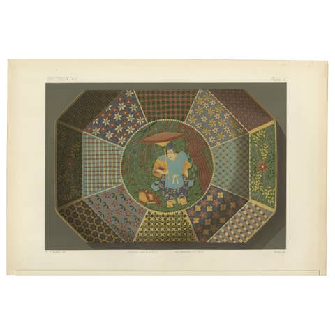 Intricately Patterned Decorative Plate – Japanese Art by Audsley, 1884