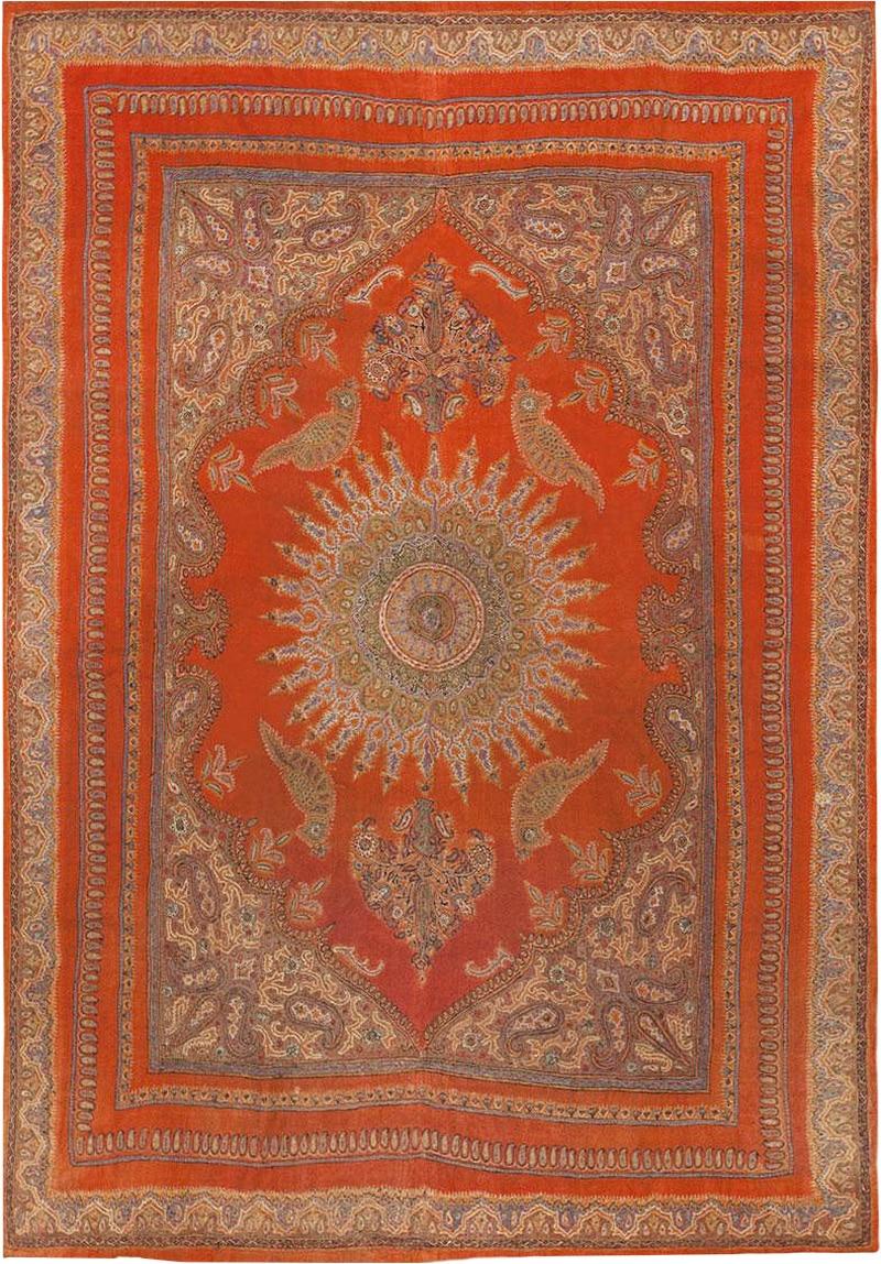 Un beau et fin châle persan d'Isfahan aux motifs complexes, Origine Ce Châle : Perse, Date de création : Fin du 19ème siècle