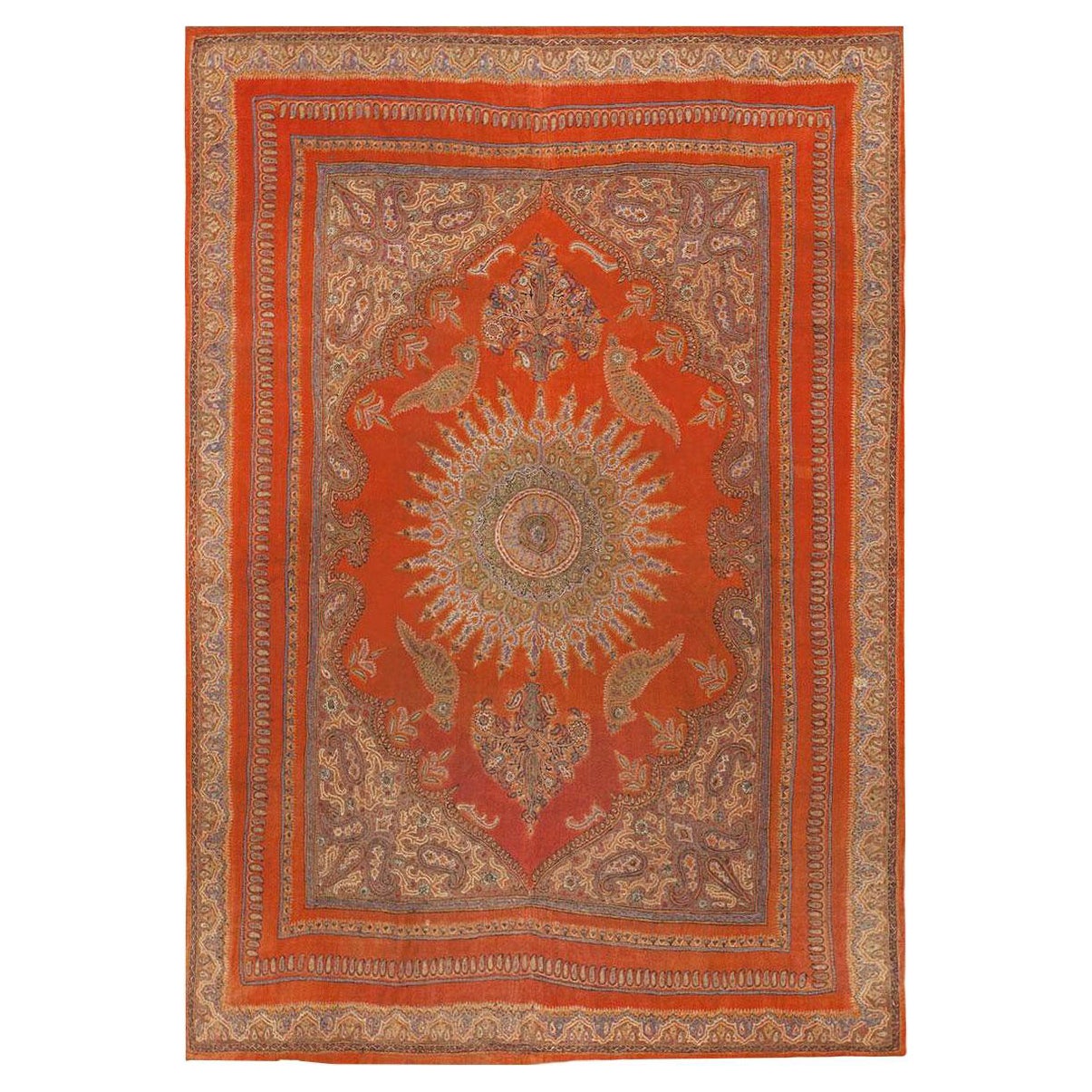 Intricately Patterned Fine Antique Persian Isfahan Shawl 3'10" x 5'7" For Sale
