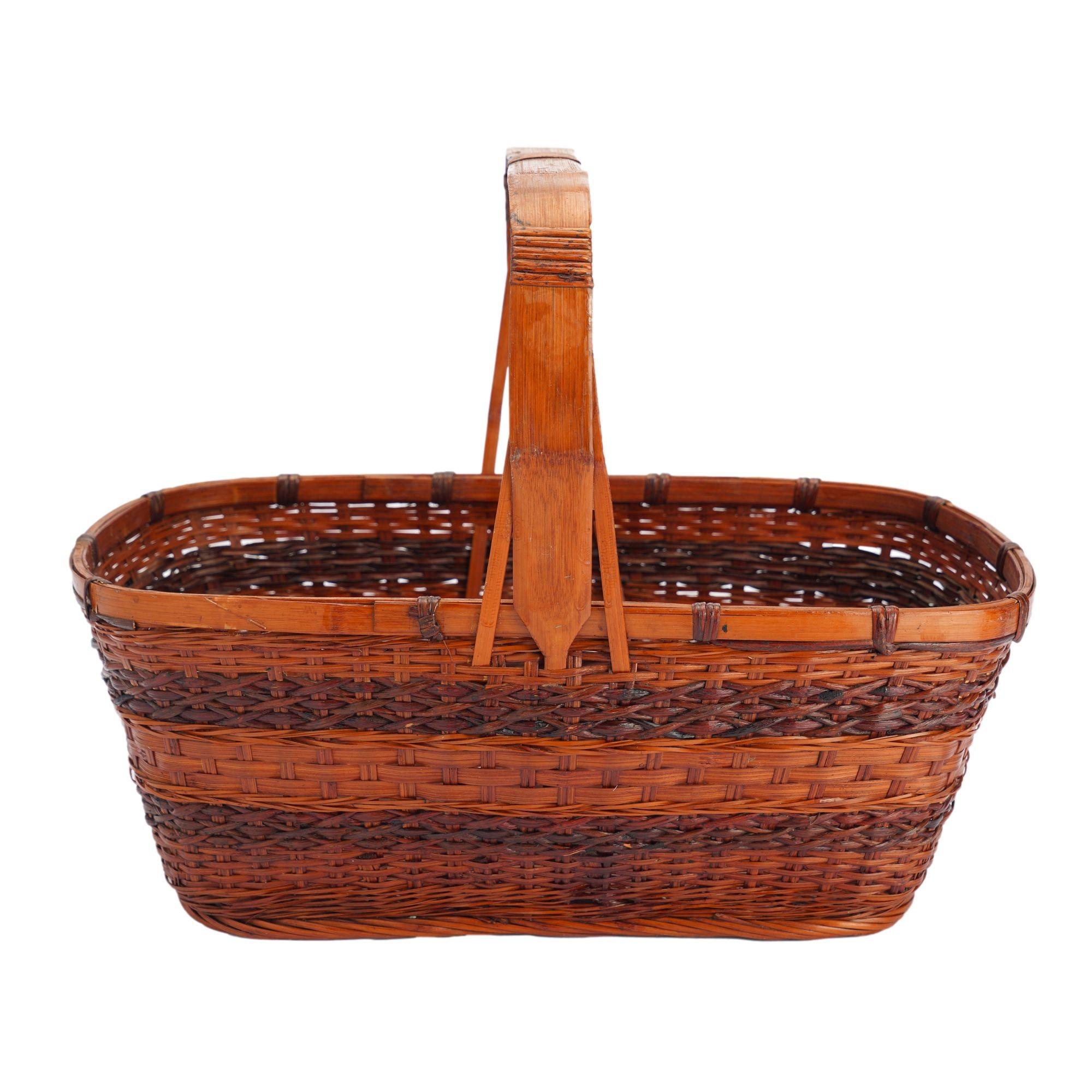 20th Century Intricately woven Japanese art basket, 1900-50 For Sale