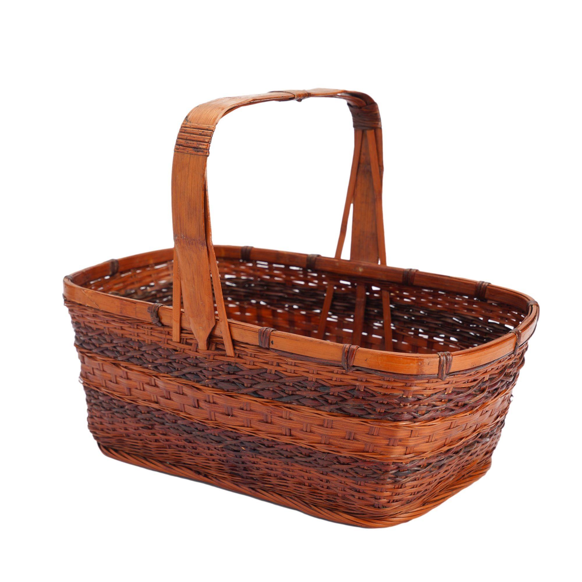 Bamboo Intricately woven Japanese art basket, 1900-50 For Sale