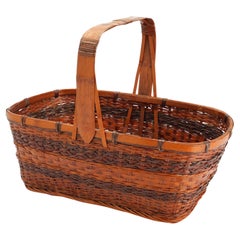 Intricately woven Japanese art basket, 1900-50