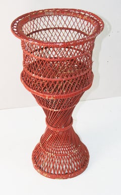 Intricately Woven Wicker Plant Stand