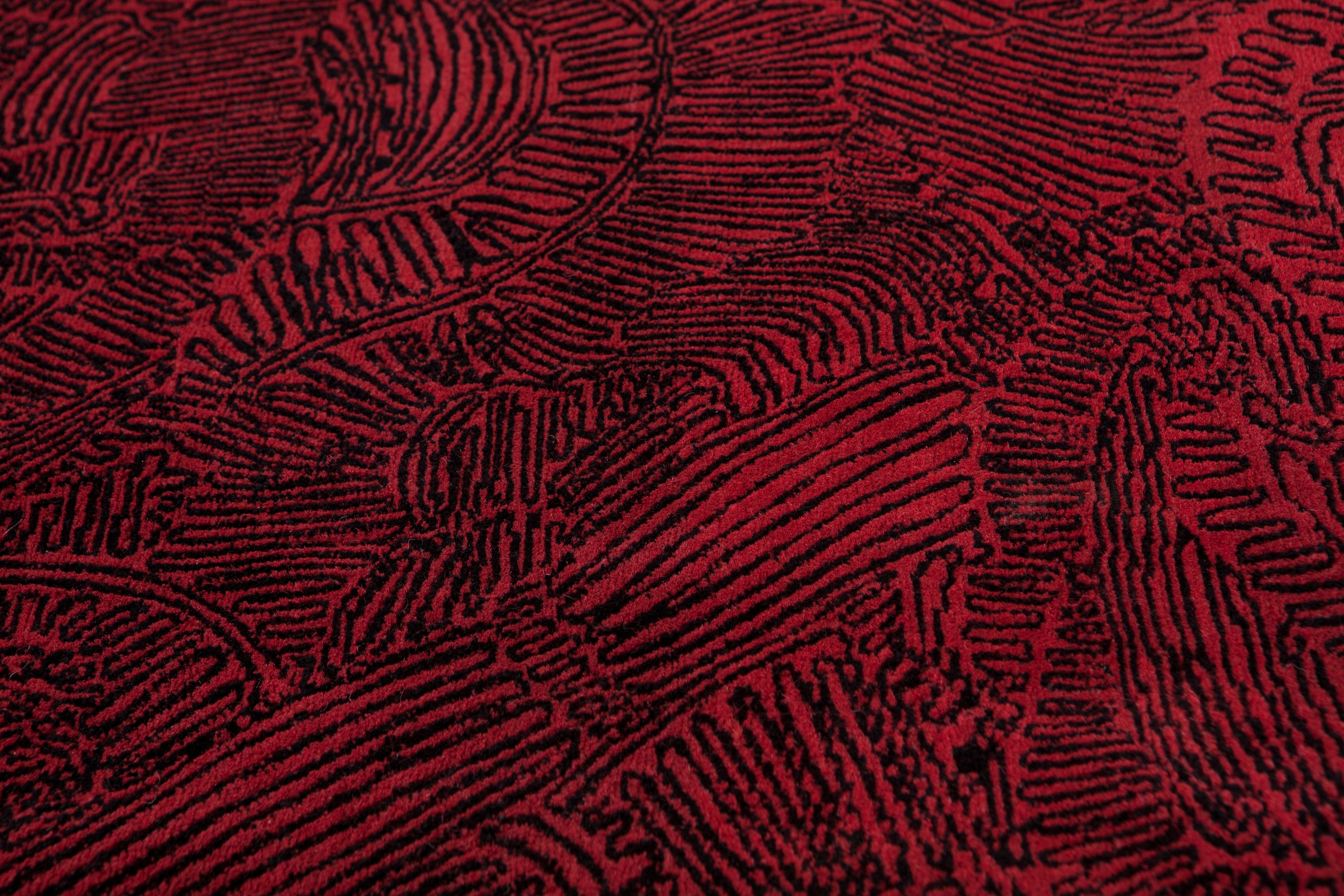 Népalais Tapis japonais Intrigue, noué à la main, laine, 100 nœuds, 200 x 300 cm, Paolo Cappello en vente