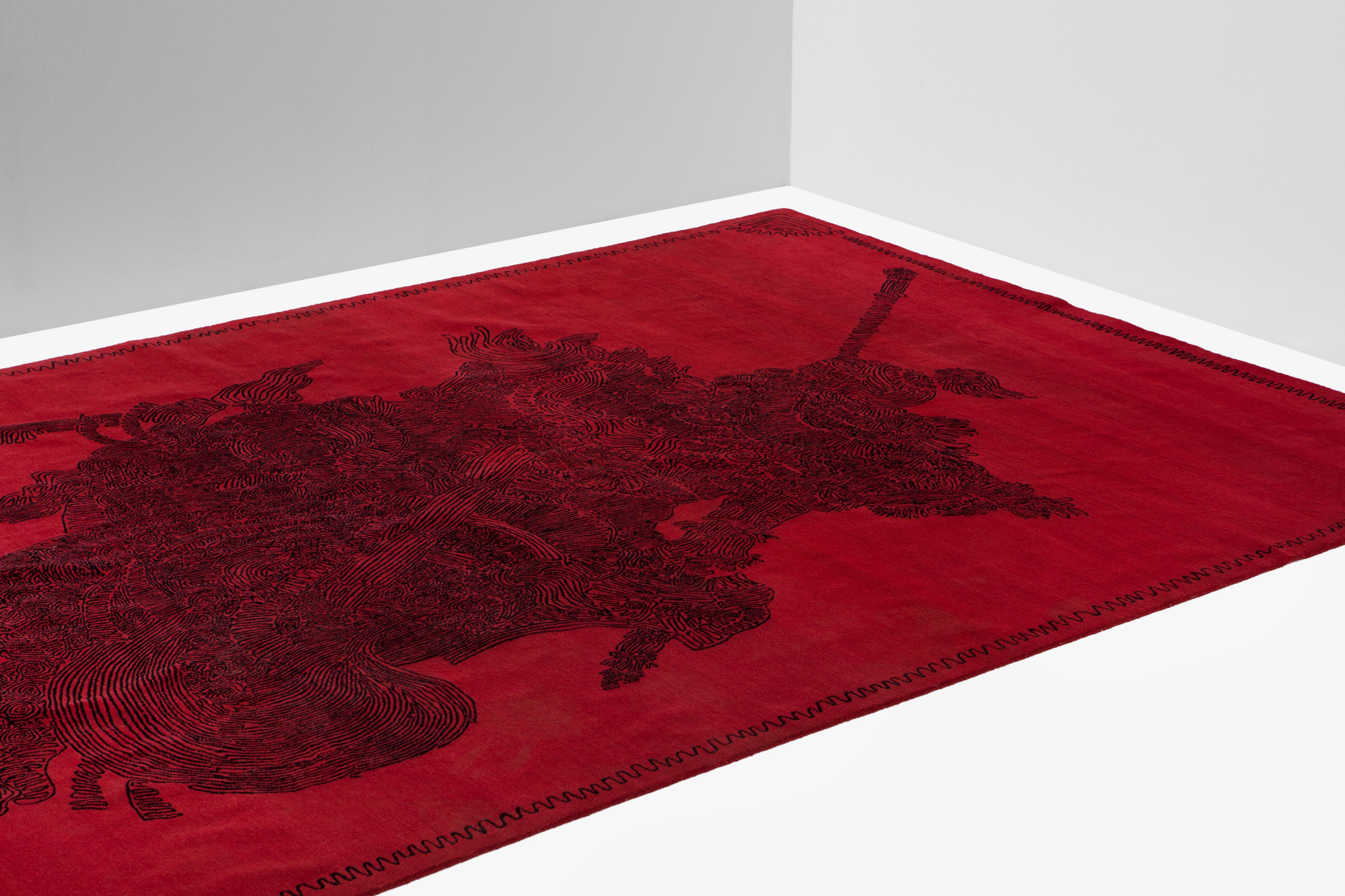 Laine Tapis japonais Intrigue, noué à la main, laine, 100 nœuds, 200 x 300 cm, Paolo Cappello en vente