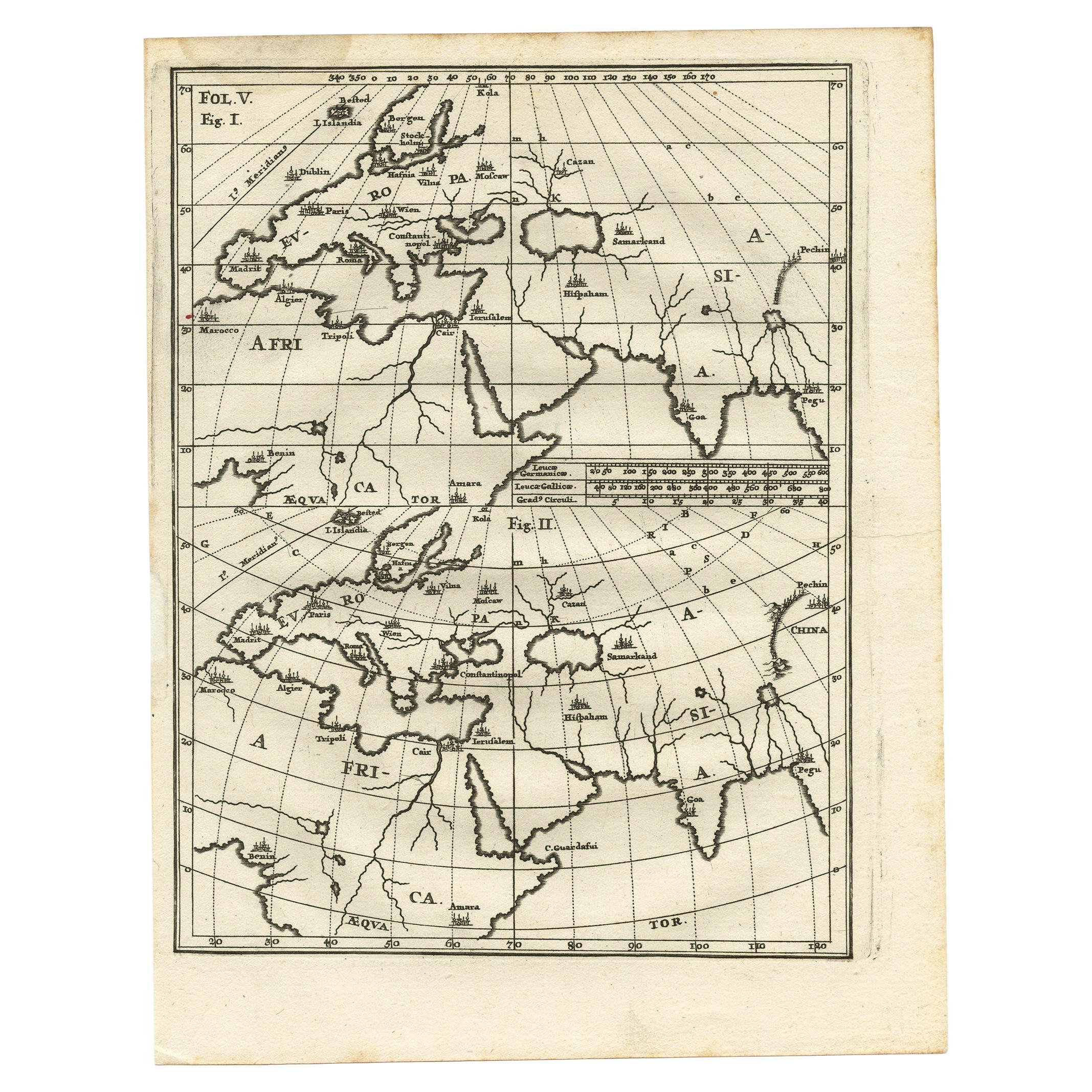 Two maps on a single sheet showing Europe, Asia and Africa, each depicting nearly the same area. On close examination there are slight differences. Major cities are located. Printed for Scherer's 'Atlas Novus' (1702-1710). 

Artists and Engravers: