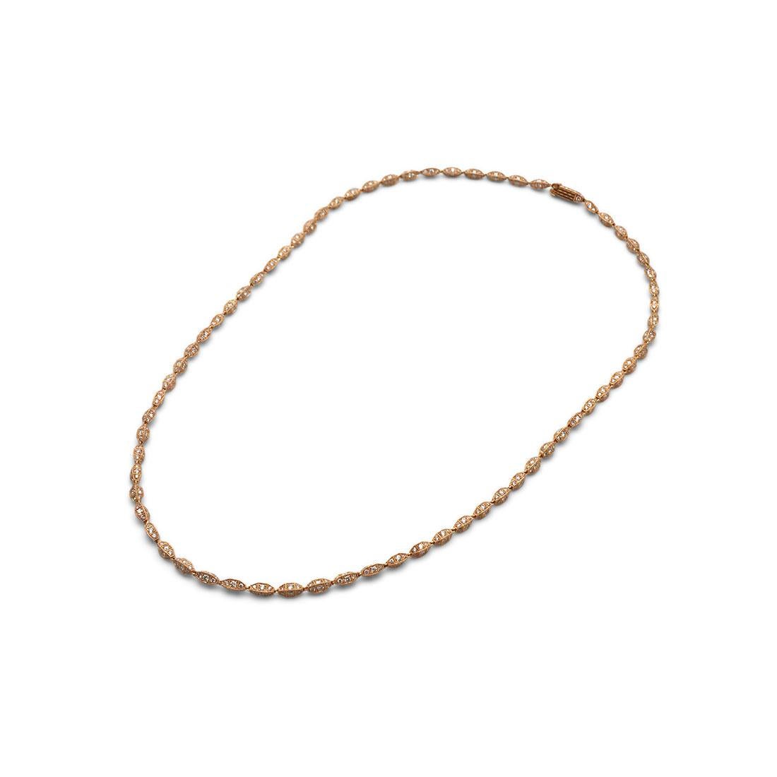 Rose Gold and Diamond Necklace In Excellent Condition In New York, NY
